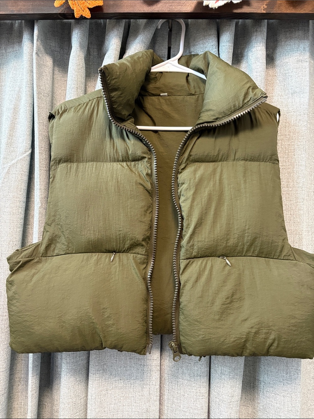 Amazon Olive Green Quilted Puffer Vest